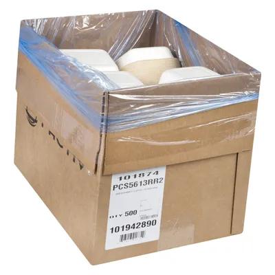 Pressware® Classic Stoneware Take-Out Container Base 5X6X1.375 IN Paperboard White Brown Oblong 500/Case