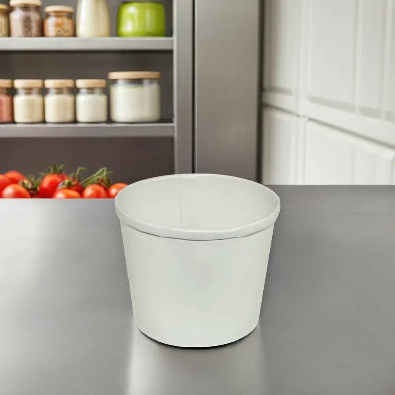 Soup Food Container Base & Lid Combo With Plastic Lid 12 OZ Paper White Round 250/Case