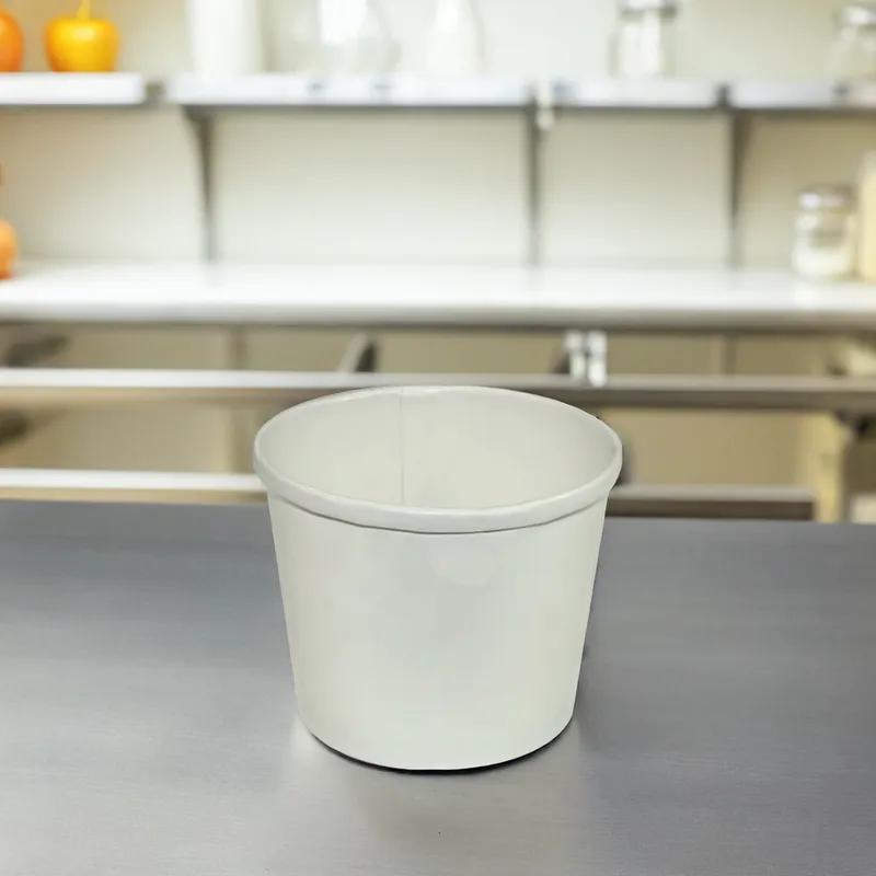 Soup Food Container Base & Lid Combo With Plastic Lid 12 OZ Paper White Round 250/Case