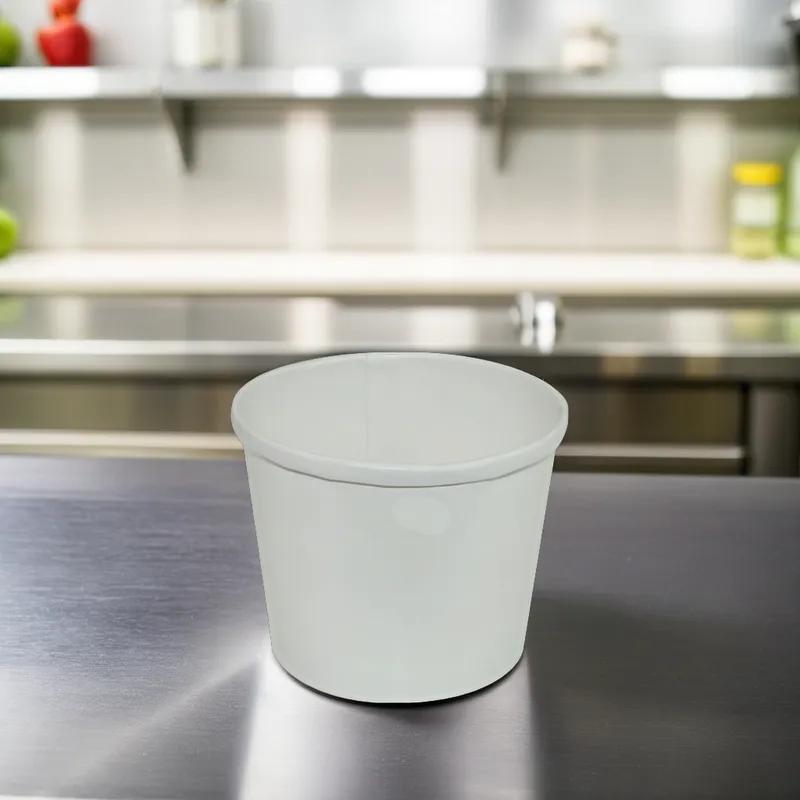 Soup Food Container Base & Lid Combo With Plastic Lid 12 OZ Paper White Round 250/Case