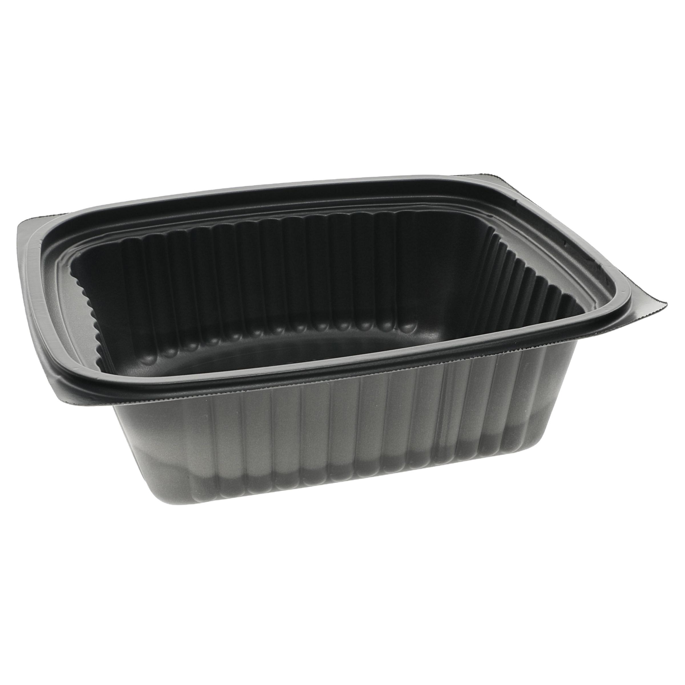 Deli Container Base With Dome Lid 24 OZ MFPP Black Rectangle Leak Resistant 252/Case