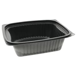 Deli Container Base With Dome Lid 24 OZ MFPP Black Rectangle Leak Resistant 252/Case