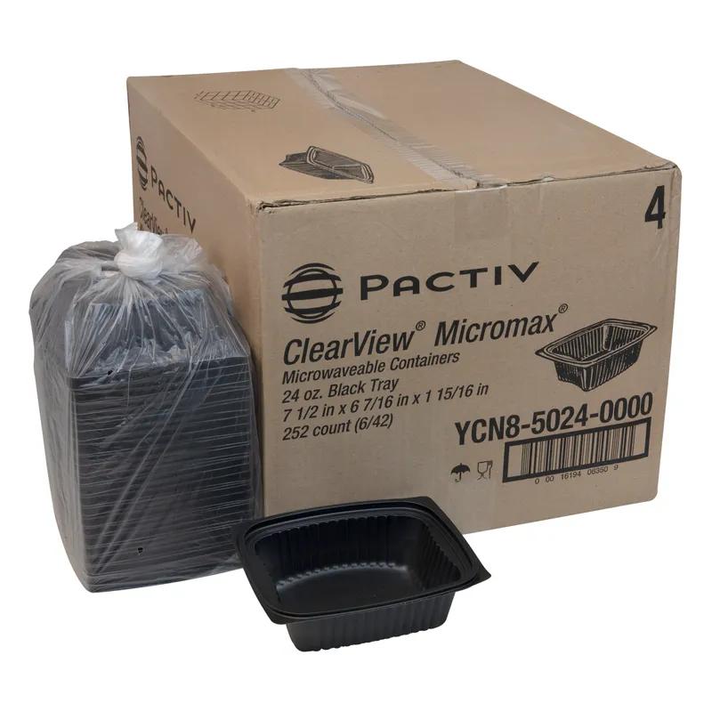 Deli Container Base With Dome Lid 24 OZ MFPP Black Rectangle Leak Resistant 252/Case