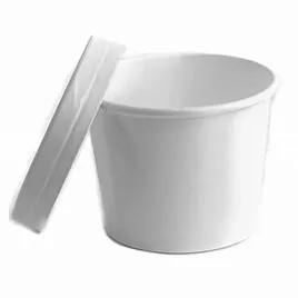 Food Container Base & Lid Combo With Plastic Lid 8 OZ Paper White 250/Case