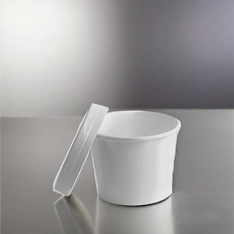 Food Container Base & Lid Combo With Plastic Lid 8 OZ Paper White 250/Case