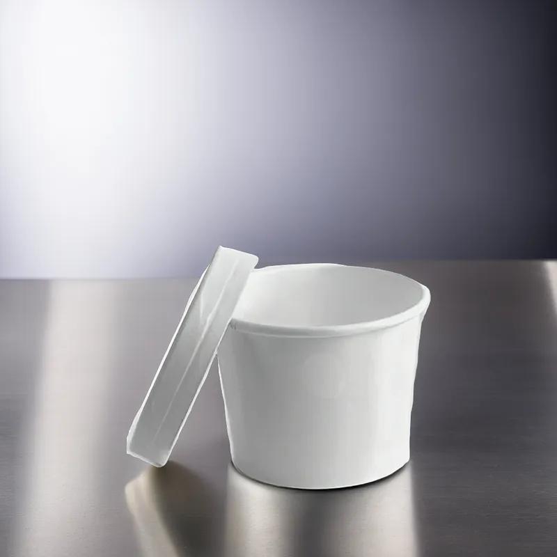 Food Container Base & Lid Combo With Plastic Lid 8 OZ Paper White 250/Case
