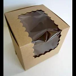 Cupcake Box 4X4X4 IN Kraft Paperboard Kraft Square With Window 100/Case