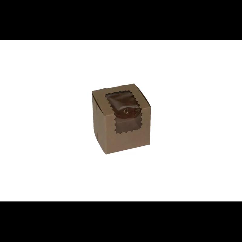 Bakery Box 4X4X4 IN Paperboard Kraft With Window 100/Case