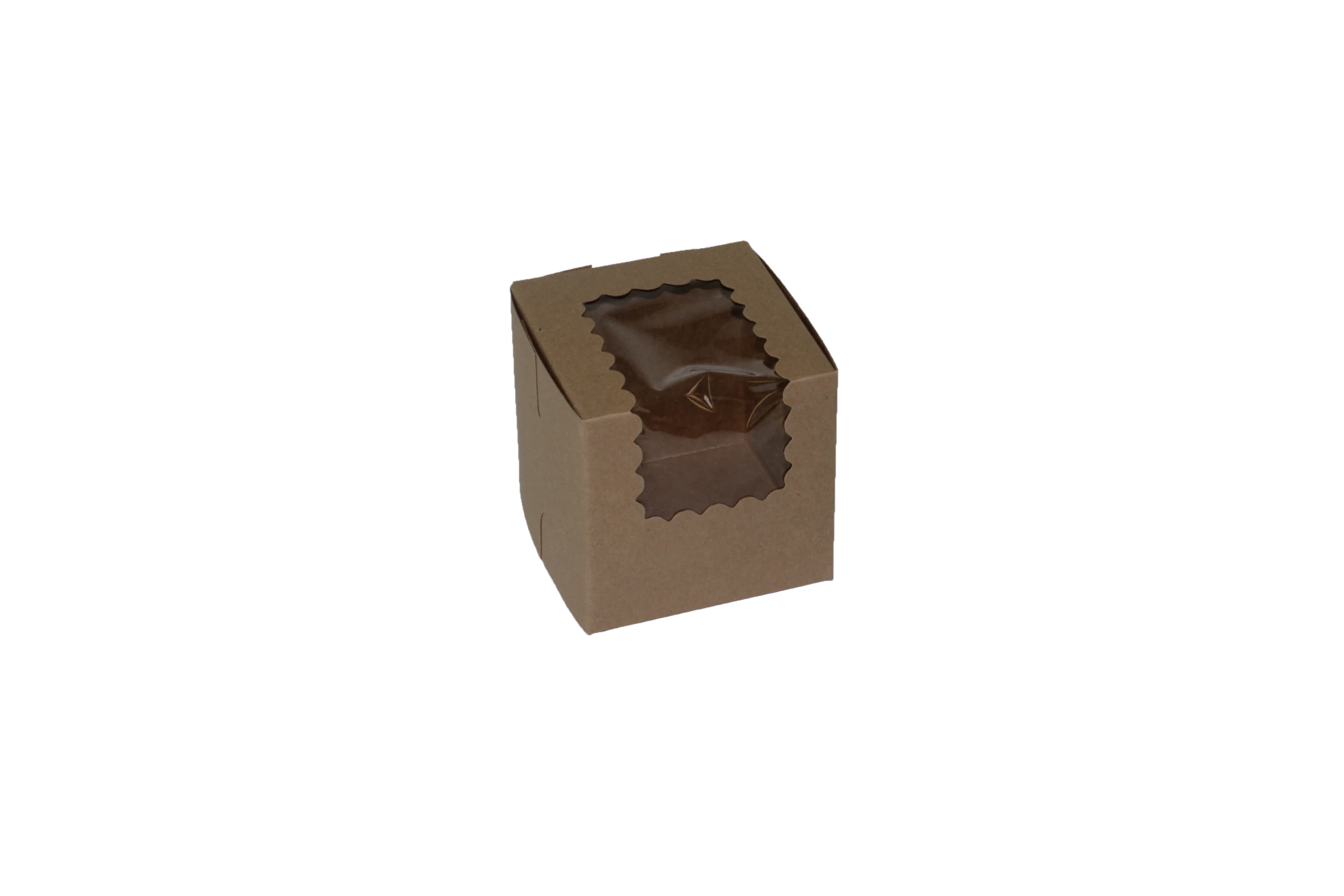 Bakery Box 4X4X4 IN Paperboard Kraft With Window 100/Case