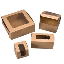 Cupcake Box 8X8X4 IN 4 Compartment Kraft Paperboard Kraft Square Lock Corner With Window 100/Case