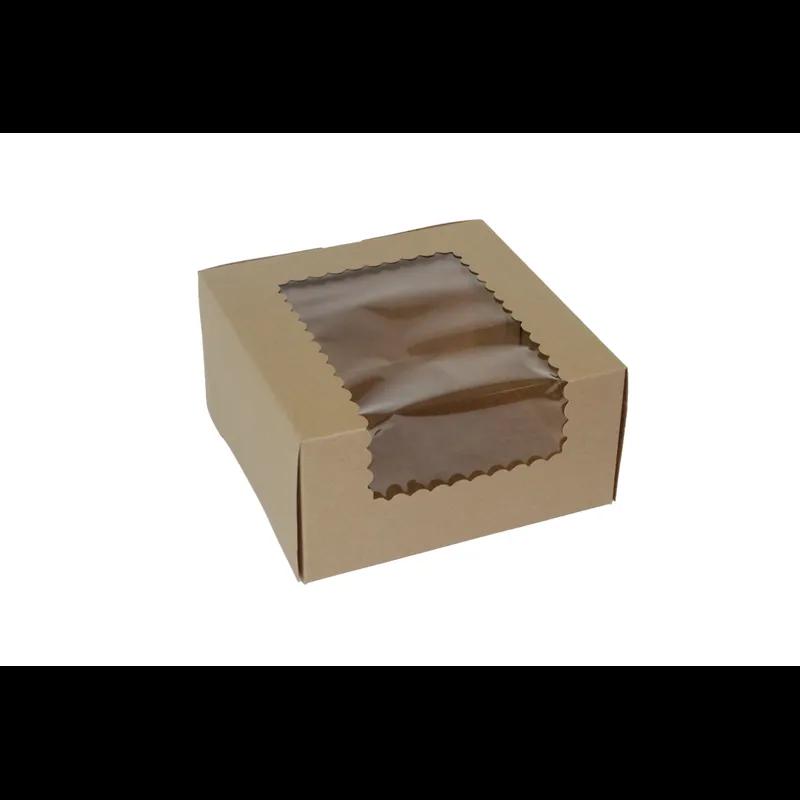 Cupcake Box Jumbo 8X8X4 IN 4 Compartment Paperboard Kraft With Window 100/Case