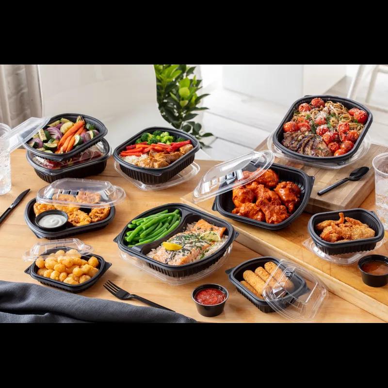 Take-Out Container Base 8.1X6.5X2 IN MFPP Black Rectangle Microwave Safe Soak-Proof 250/Case