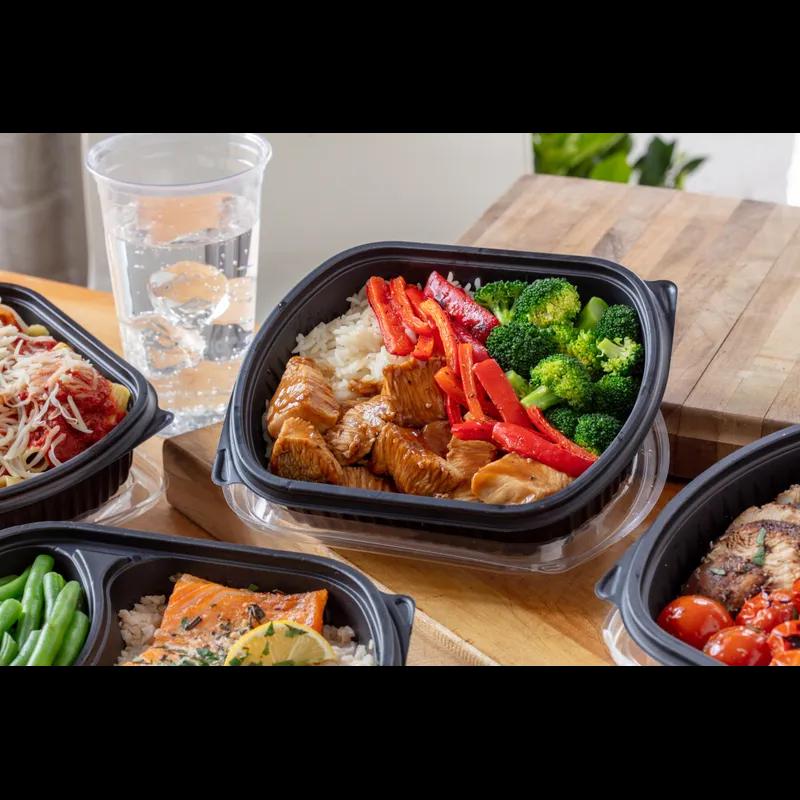 Take-Out Container Base 8.1X6.5X2 IN MFPP Black Rectangle Microwave Safe Soak-Proof 250/Case