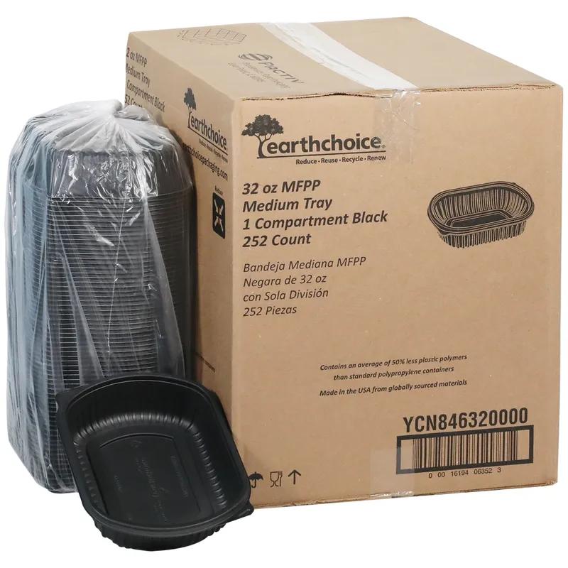 Take-Out Container Base 8.1X6.5X2 IN MFPP Black Rectangle Microwave Safe Soak-Proof 250/Case