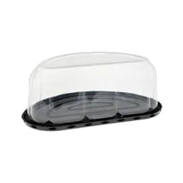 RoseDome Cake Half Container & Lid Combo With Dome Lid 8X4 IN PET Clear Black 100/Case