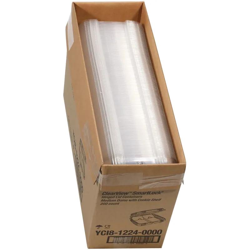 ClearView SmartLock Cookie Hinged Container With Dome Lid 8.382X8.344X2.313 IN 2 Compartment OPS Clear Square 200/Case