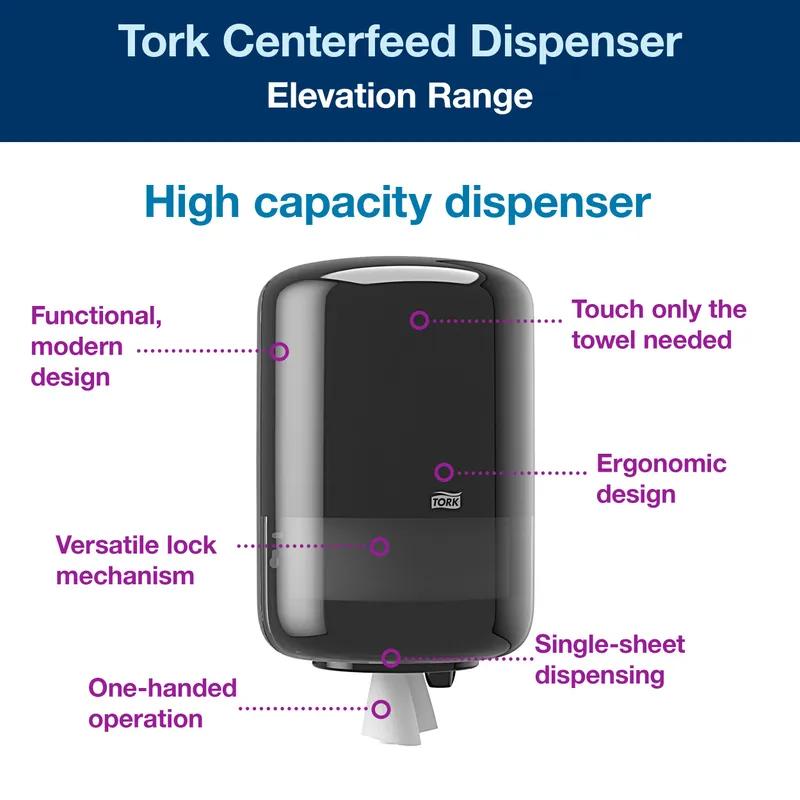 Tork M2 Elevation Paper Towel Dispenser 8.95X9.42X14.39 IN Plastic Wall Mount Black Centerfeed 1/Each