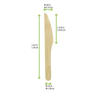 Knife 6.5 IN Wood Natural 100 Count/Pack 20 Packs/Case 2000 Count/Case