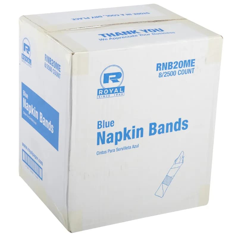 Napkin Bands Blue Flat 2500 Count/Pack 8 Packs/Case 20000 Count/Case