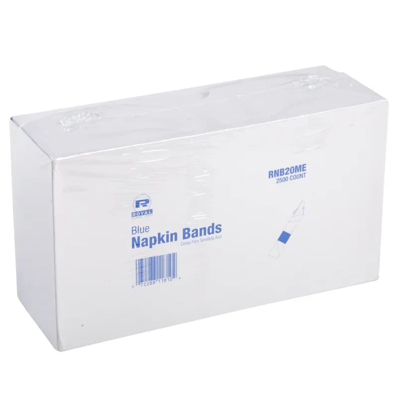 Napkin Bands Blue Flat 2500 Count/Pack 8 Packs/Case 20000 Count/Case
