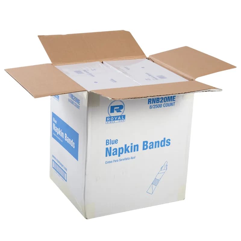 Napkin Bands Blue Flat 2500 Count/Pack 8 Packs/Case 20000 Count/Case