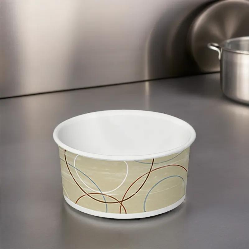 Food Container Base 3 OZ Double Wall Poly-Coated Paper Multicolor Champagne Round 1000/Case