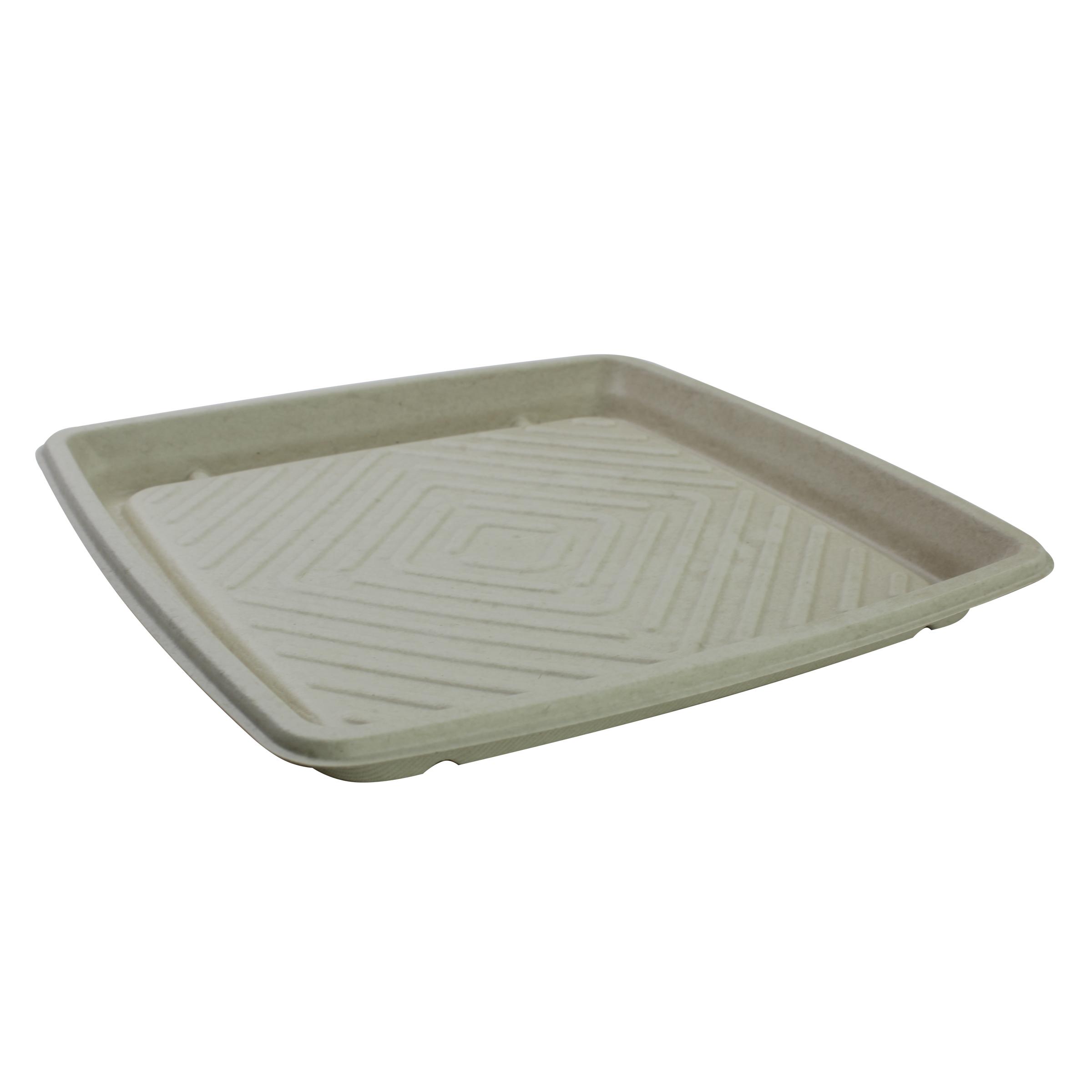 Serving Tray Base 12X12X1.06 IN Pulp Fiber Kraft Square 25/Case