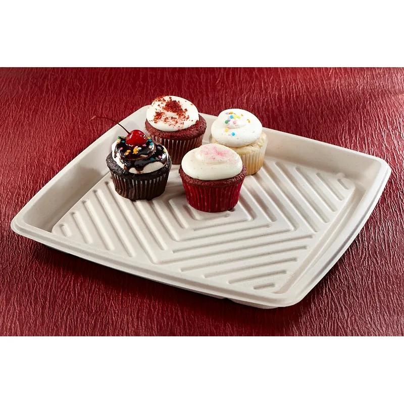 Serving Tray Base 12X12X1.06 IN Pulp Fiber Kraft Square 25/Case