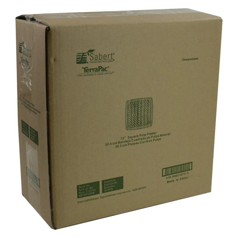Serving Tray Base 12X12X1.06 IN Pulp Fiber Kraft Square 25/Case