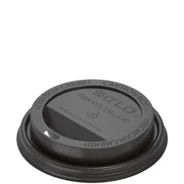 Solo® Traveler® Lid Dome 3.66X0.727 IN PS Black For 10-24 OZ Hot Cup Cappuccino Sip Through 100 Count/Pack 10 Packs/Case