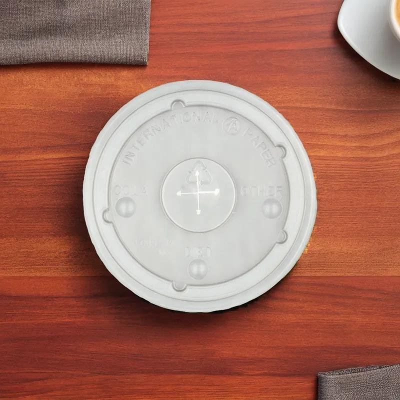Lid Flat PS Translucent For 30-32 OZ Cold Cup With Hole Identification 1000/Case