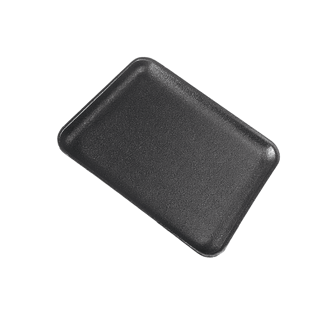 4S/34 Meat Tray 9.25X7.25X0.5 IN Polystyrene Foam Black Rectangle 500/Case
