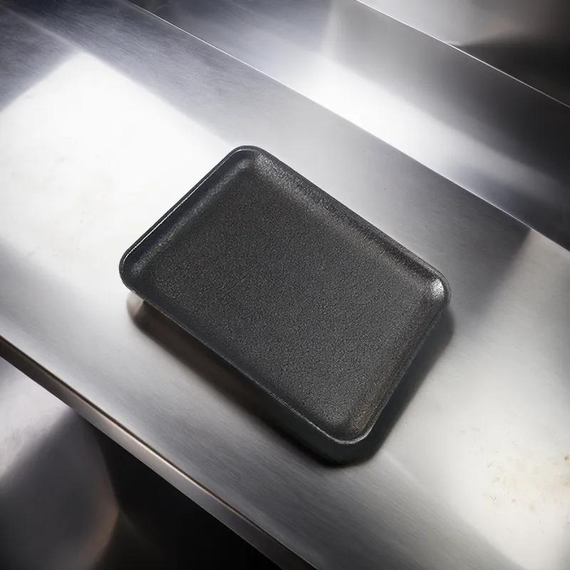 4S/34 Meat Tray 9.25X7.25X0.5 IN Polystyrene Foam Black Rectangle 500/Case