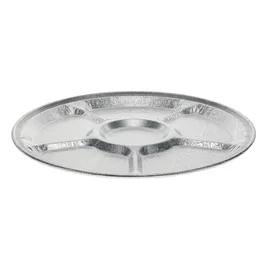 Caterware® Serving Tray Base 12 IN 5 Compartment Aluminum Silver Round 50/Case