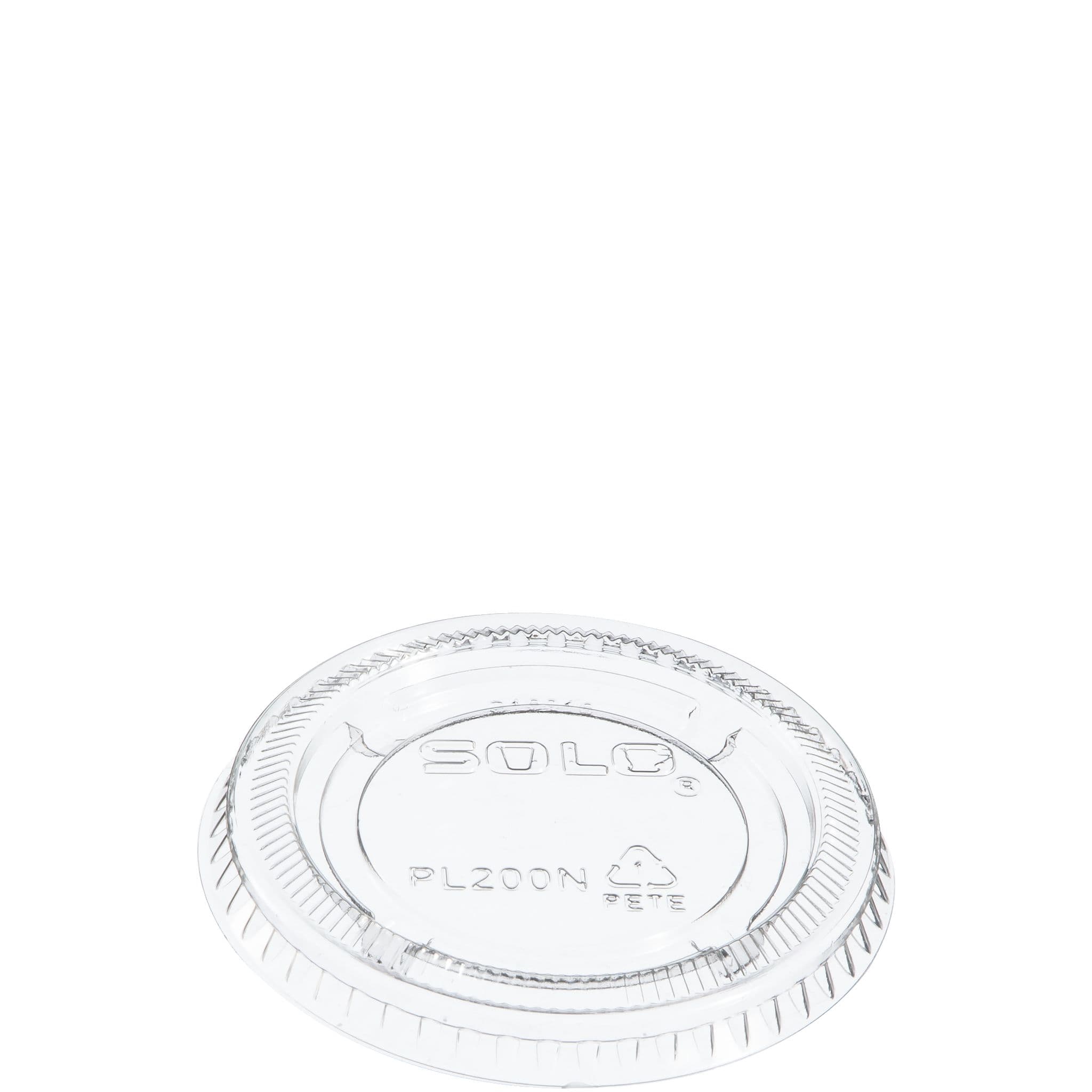 Solo® Lid Flat Medium (MED) 2.577X0.3 IN PET Clear Round For 2 OZ Souffle & Portion Cup 125 Count/Pack 20 Packs/Case