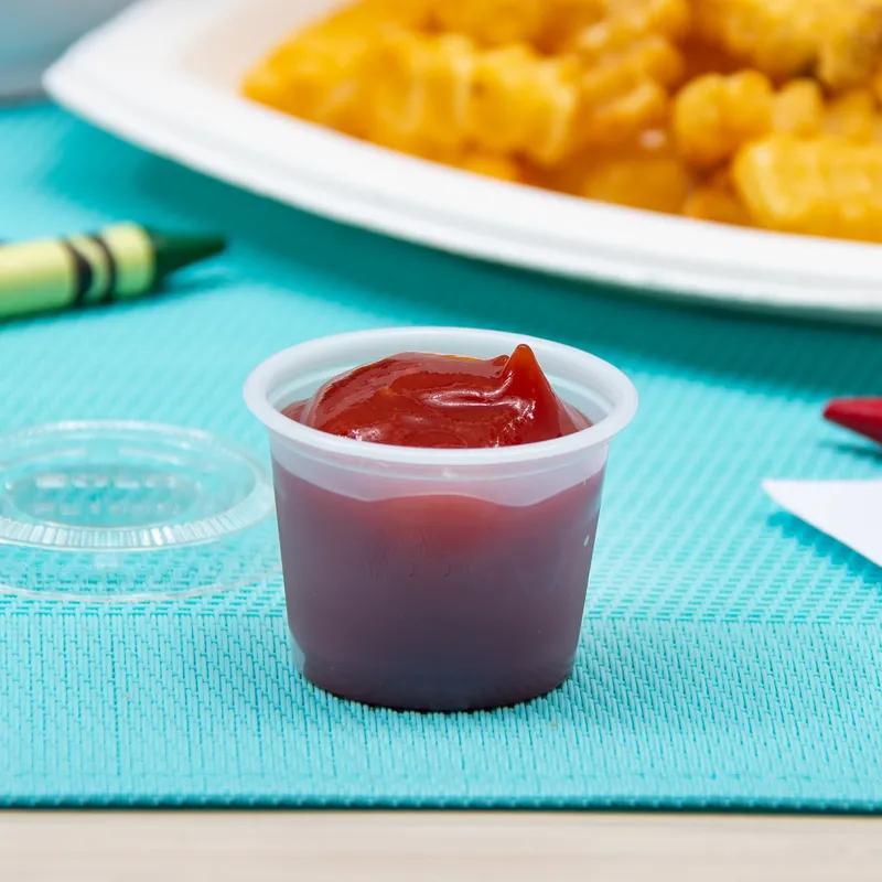 Solo® Souffle & Portion Cup 1 OZ PS Translucent Round Stackable 250 Count/Pack 10 Packs/Case 2500 Count/Case