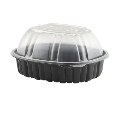 Roasted Chicken Container & Lid Combo Roaster With Dome Lid Large (LG) 9.38X7.45X4.5 IN PP Black Clear 170/Case