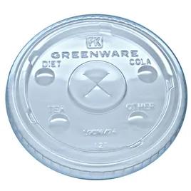 Kal-Clear Lid Flat 4X0.3 IN PLA Clear For 16-24 OZ Cold Cup With Hole Identification 1000/Case