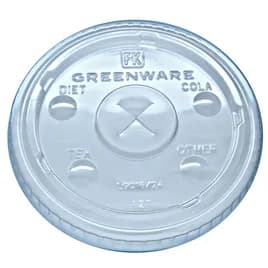 Greenware® Lid Flat 4X0.3 IN PLA Clear For 12-24 OZ Cold Cup With Hole Identification 1000/Case