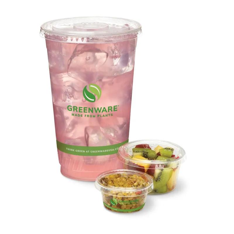 Greenware® Lid Flat 4X0.3 IN PLA Clear For 12-24 OZ Cold Cup With Hole Identification 1000/Case