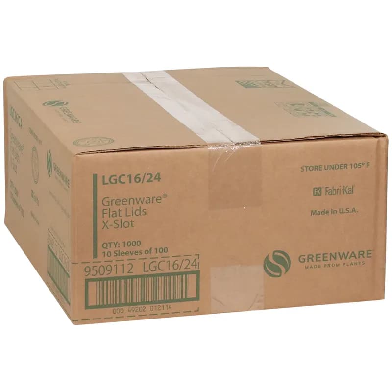 Greenware® Lid Flat 4X0.3 IN PLA Clear For 12-24 OZ Cold Cup With Hole Identification 1000/Case