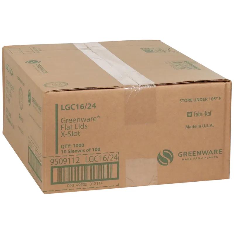 Greenware® Lid Flat 4X0.3 IN PLA Clear For 12-24 OZ Cold Cup With Hole Identification 1000/Case