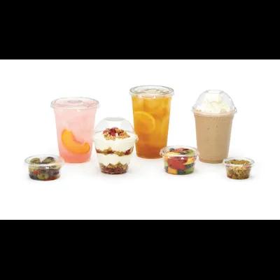 Kal-Clear Lid Flat 4X0.3 IN PLA Clear For 16-24 OZ Cold Cup With Hole Identification 1000/Case