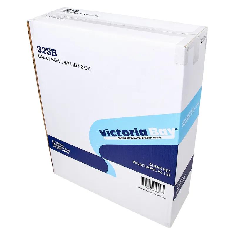 Victoria Bay Salad Bowl & Lid Combo With Dome Lid 32 OZ PET Clear Round Unhinged 150/Case