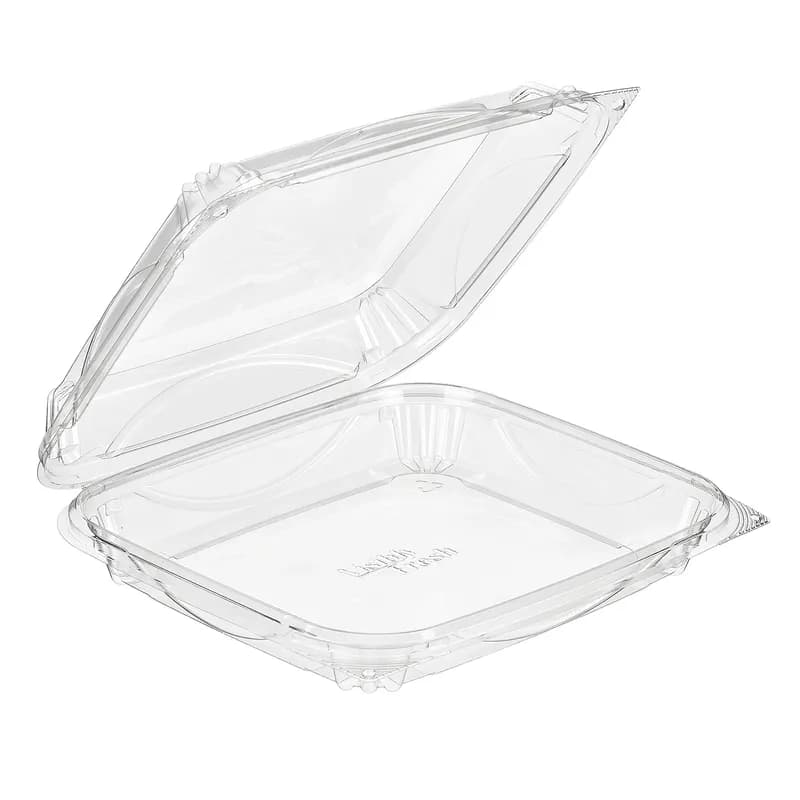 Essentials Take-Out Container Hinged With Dome Lid 8.9375X7.875X2.0625 IN RPET Clear Square 110/Case