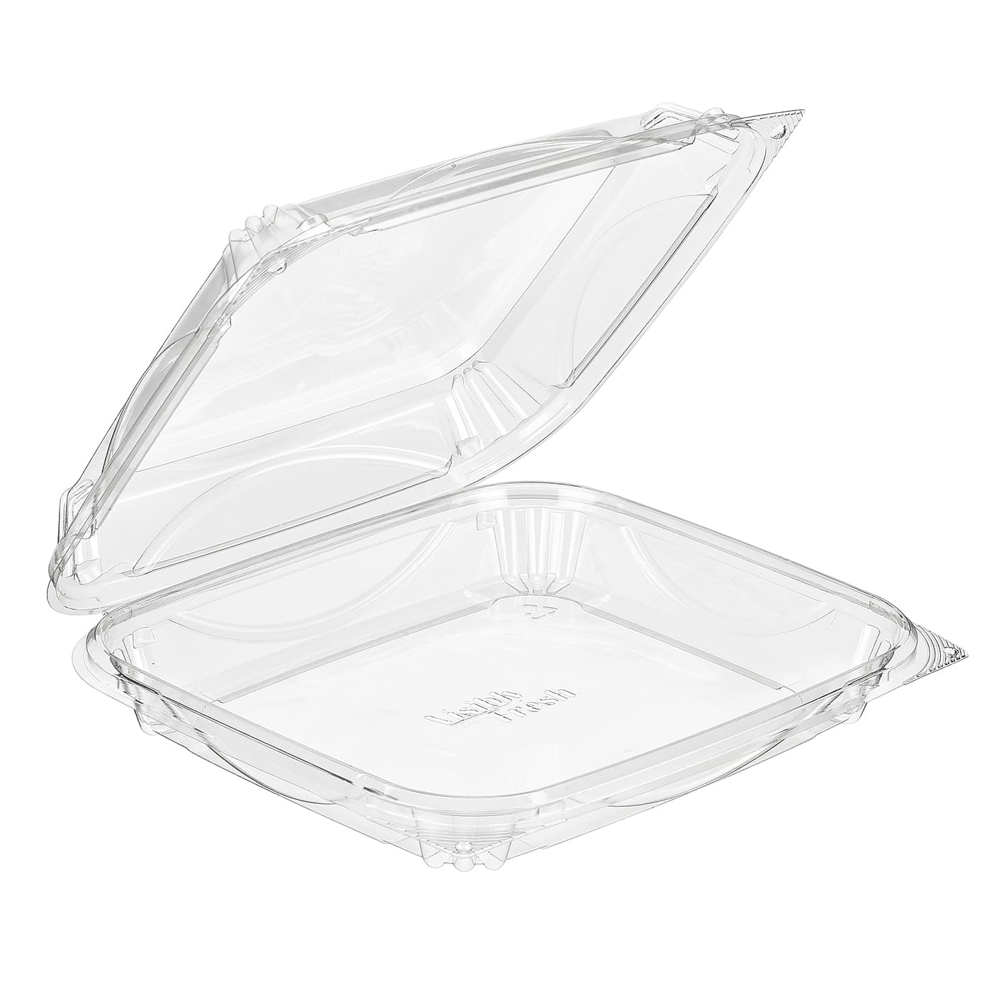 Essentials Take-Out Container Hinged With Dome Lid 8.9375X7.875X2.0625 IN RPET Clear Square 110/Case