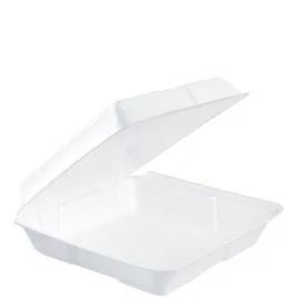 Dart® Take-Out Container Hinged Large (LG) 9.5X9.19X3 IN XPS White Insulated Convertible 100 Count/Pack 2 Packs/Case