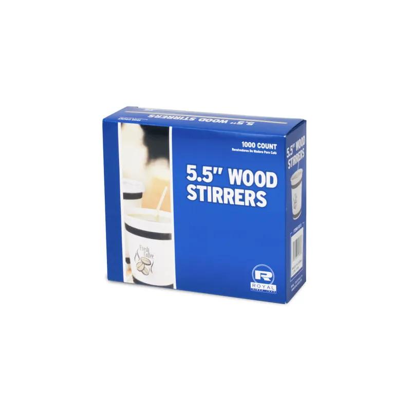 Coffee Stirrer 5.5 IN Wood Natural Unwrapped Flat 1000 Count/Pack 10 Packs/Case 10000 Count/Case