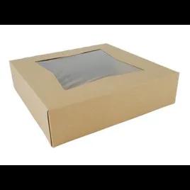 Pastry Box 10X10X2.5 IN Paperboard Kraft Square 4 Corner Beers With Window 200/Case