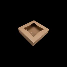 Pastry Box 10X10X2.5 IN Kraft Paperboard Kraft Square 4 Corner Beers With Window 200/Bundle
